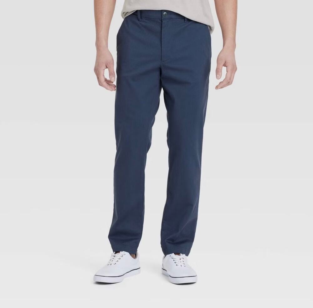 Goodfellow Co Comfort Wear Slim Fit Chino Pants Men 33x32 Navy Blue Trousers NWT